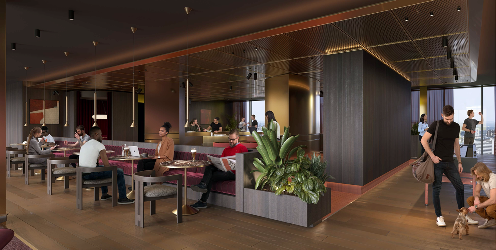 Apartments to Rent by Savills at One Eastside, Birmingham, B7, communal lounge CGI