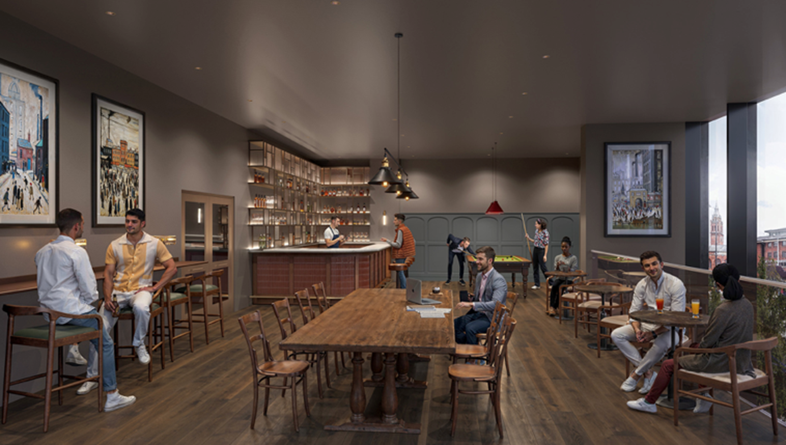 Apartments to Rent by Savills at One Eastside, Birmingham, B7, residents club house CGI